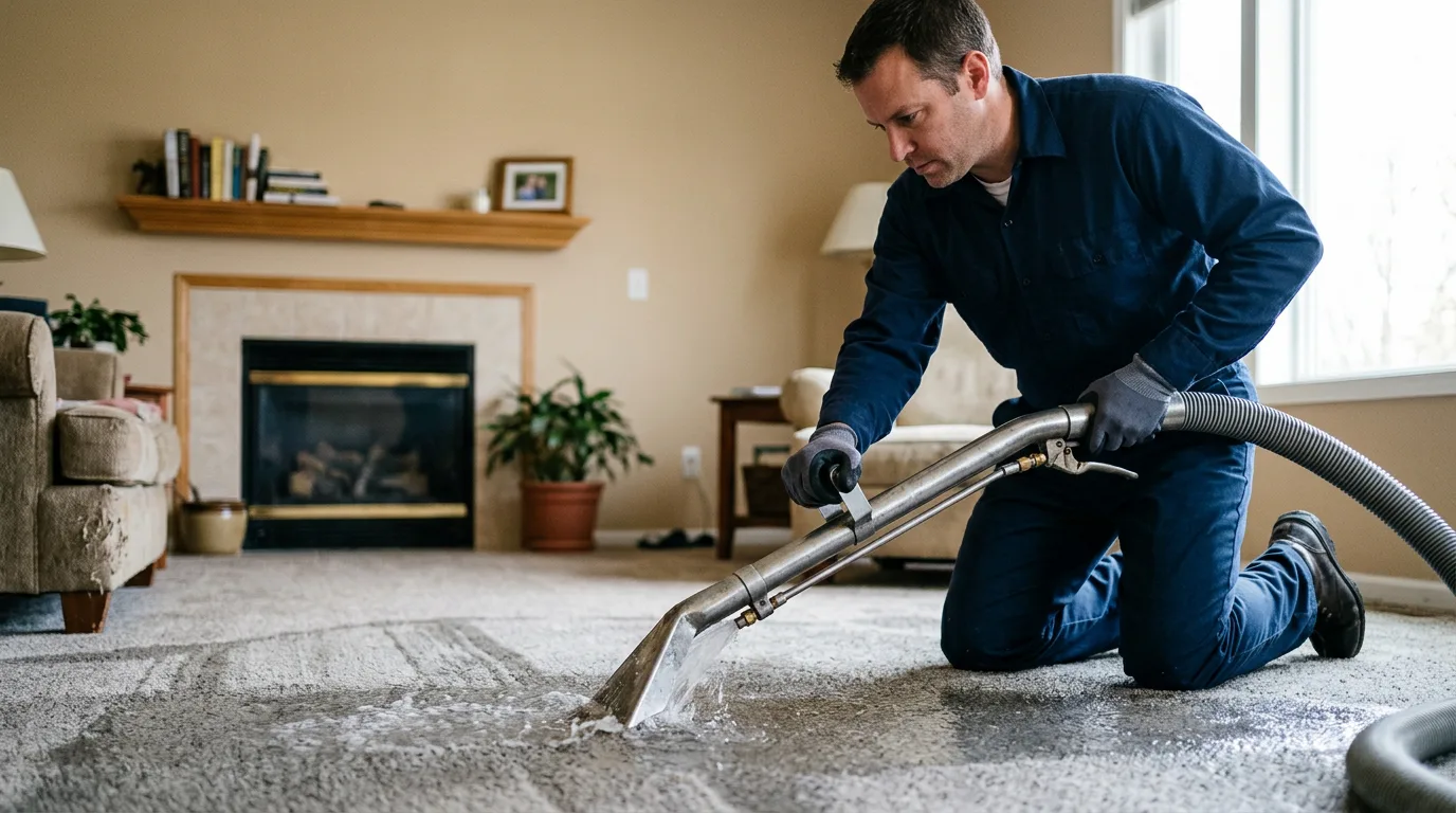 Water damage restoration technician working near Mesquite, TX